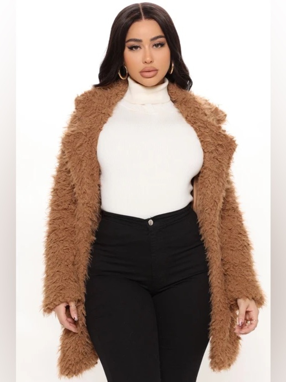 Fashion Nova Brown Sugar Daddy Teddy Jacket Faux Fur Plus Size 3x Pocketed